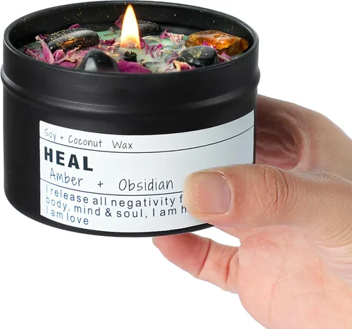 Vista 10 de Velas de cristal, velas mágicas curativas, meditación mente-cuerpo, regalos para alentar a las mujeres, regalos de trabajo nuevos (comienzo fresco)