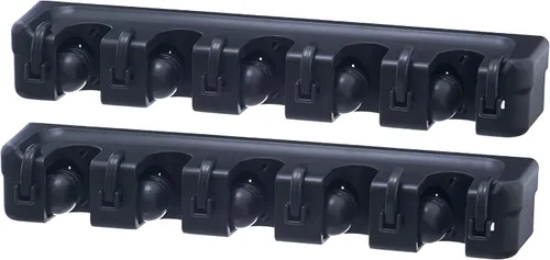 Vista 9 de Superio Soporte de pared para fregona y escoba (negro) Herramientas de limpieza Organizador de pared, 5 ranuras para estante y 6 ganchos