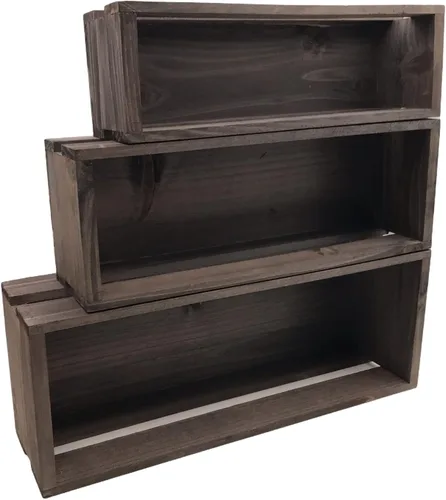 Vista 2 de Juego de 3 cajas de madera para manualidades Anidadas, cajones de madera para decorar, cajas de madera para manualidades, cajón de madera