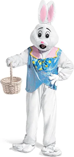 Vista 8 de Syhood Disfraz de conejo de Pascua para adultos, disfraz de conejo blanco, disfraz de mascota para hombres y mujeres, suministros de fiesta