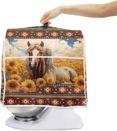 Vista 2 de Funda para batidora de pie de caballo occidental de girasol compatible con cabezal inclinable KitchenAid de 4.5 a 5 cuartos de galón, cubierta