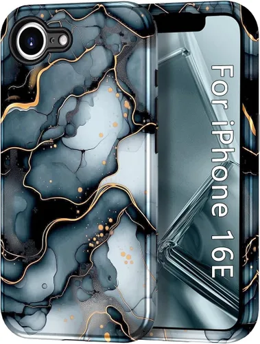 Vista 24 de Btscase Funda para iPhone 16 (2024), [probada en caídas de grado militar] Diseño de patrón de mármol delgado, resistente, a prueba de golpes