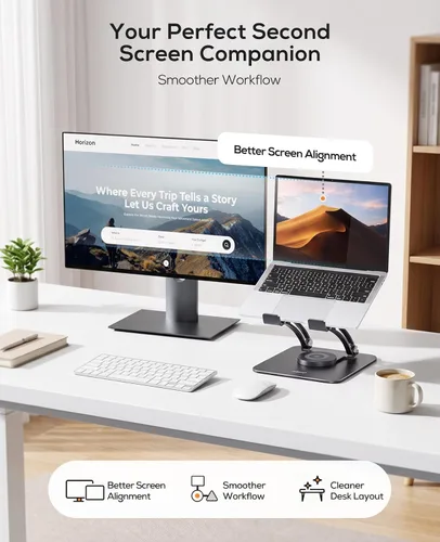 Vista 11 de Nulaxy 360° Rotating Ergonomic Laptop Stand for Desk, Dual Foldable Design