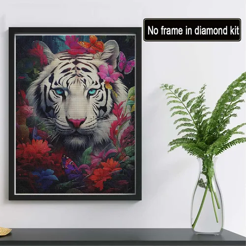Vista 2 de Reofrey Kits de arte de diamantes de bricolaje para adultos, tigre, animal de taladro completo, kit de pintura de diamantes de imitación redondos