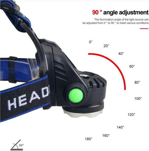 Vista 5 de Linterna frontal recargable de 80000 lúmenes, luz roja para caza, súper brillante, linterna LED para cabeza con luz roja, zoom, impermeable, 3