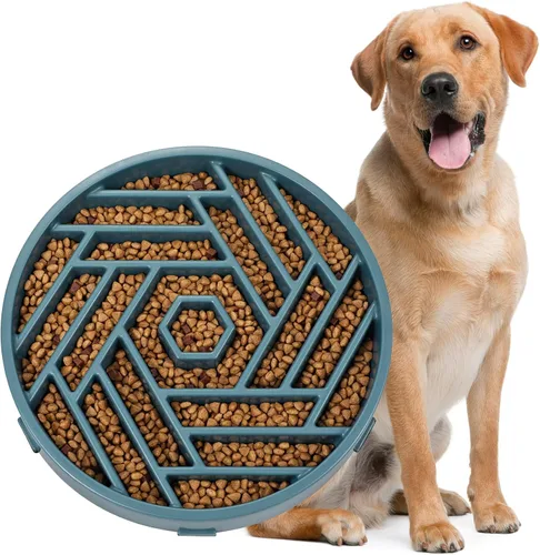 Vista 12 de WHIPPY Cuenco para perros de alimentación lenta, diseño de laberinto de rompecabezas para reducir la velocidad de comer, capacidad de 3 tazas Negro