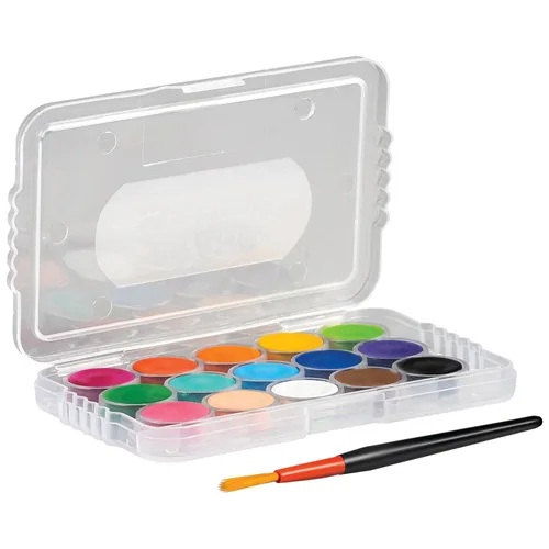 Vista 6 de Prang - Juego de acuarelas mini, (paquete grande de 24) bandeja de paleta y pincel, 15 colores surtidos, recuerdos para fiestas de arte, premios