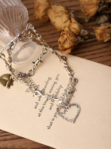 Vista 5 de Sacina Collar de corazón gótico, gargantilla de corazón, joyería gótica, regalo de joyería de San Valentín para mujer