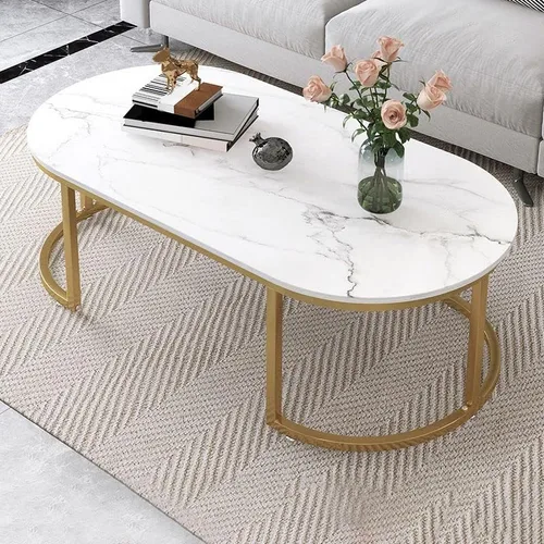 Vista 11 de Mesa auxiliar, moderna y ovalada, mesa de centro minimalista de madera para sala de estar, almacenamiento gris oscuro incluido, 39.5 pulgadas