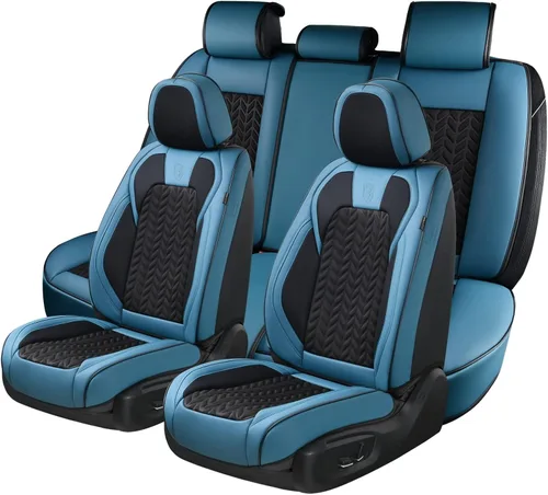 Vista 16 de Coverado Fundas de asiento delantero, paquete de 2 fundas de asiento impermeables para automóviles, cojines de asiento de cuero de lujo, protectores