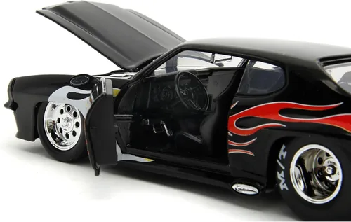 Vista 3 de 1971 Pontiac GTO Negro con Gráficos de Llama Bigtime Muscle Series 1/24 Diecast Model Car 35022