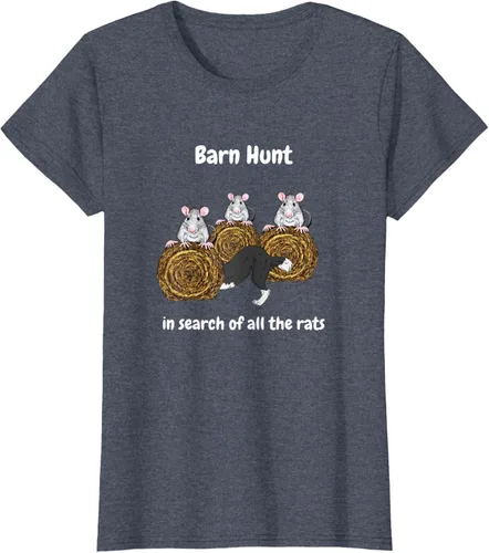 Vista 39 de Funny Barn Hunt - En busca de las ratas con Border Collie Camiseta, Negro