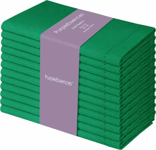 Vista 12 de PurpleEssences Juego de 6 servilletas de tela de vainica, 100% algodón, suaves, duraderas, lavables, ideales para bodas, Navidad, vacaciones