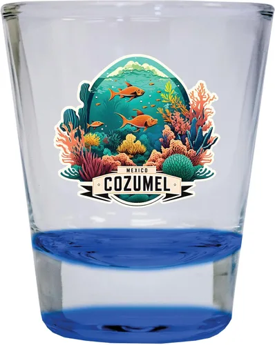Vista 6 de Cozumel Mexico Souvenir - Vaso de chupito redondo de 1.5 onzas, transparente A Claro