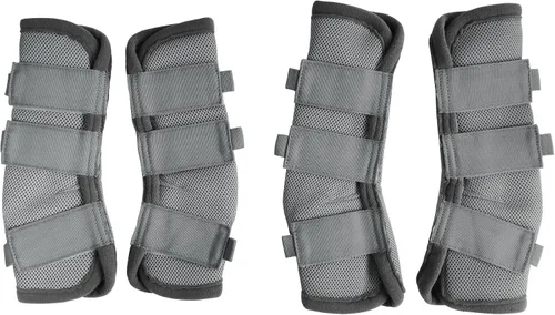 Vista 12 de LEAFOREST Juego de 4 botas para mosca de caballo, protección antideslizante para piernas para burro mini pony, botas de malla transpirable para Azul