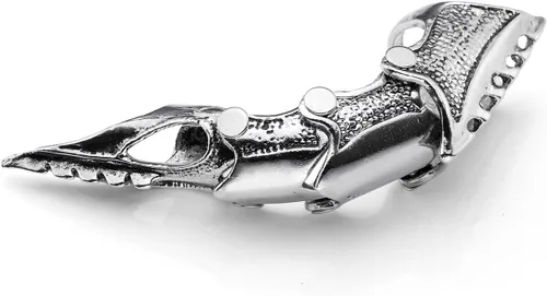 Vista 2 de Jovivi - Anillo de fantasía para hombre, diseño de nudillos de armadura plateada, doble lazo, punk, rock, gótico, genial, 1-4 piezas
