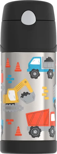 Vista 10 de THERMOS FUNTAINER - Botella de agua con pajilla, 12 onzas, botella de agua de acero inoxidable aislada al vacío para niños con tapa, color negro