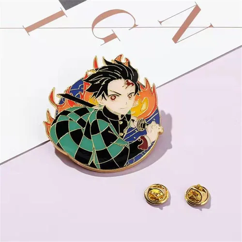 Vista 6 de Kimetsu No Yaiba Tanjiro - Broches de personajes de anime Nezuko Rengoku, regalos de cosplay para niños, niñas, adolescentes, mujeres y hombres