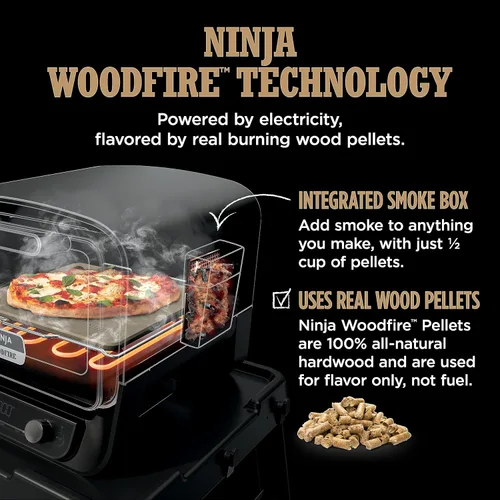 Vista 10 de Horno de pizza de leña al aire libre Ninja, asador eléctrico portátil 8 en 1, calienta hasta 700°F, 5 configuraciones de pizza artesanal, caja