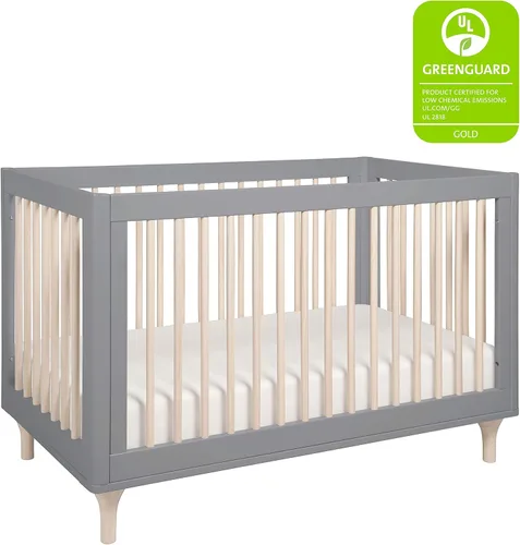 Vista 2 de Babyletto Lolly Cuna convertible 3 en 1 con kit de conversión de cama de niño pequeño , Cuna, Gris y natural lavado.