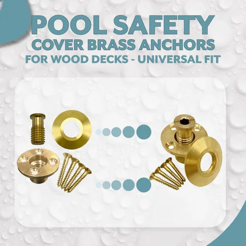 Vista 5 de Poolzilla - Cubierta de seguridad para piscina, anclaje de latón con collar para cubiertas de madera, paquete de 10 unidades, ajuste universal