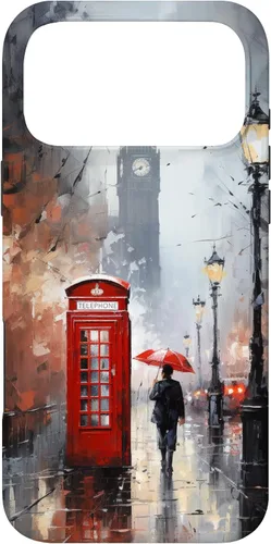 Vista 22 de Funda para iPhone 16 Wet London Iconic Red Phone Booth Clocktower Art Cover Phone Case