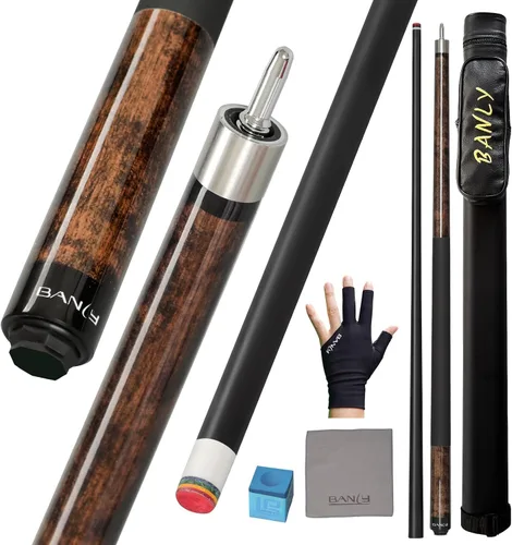 Vista 9 de Banly Tacos de Billar - Tacos de 58" de madera de arce canadiense con punta de 12.5mm de baja deflexión, palo de billar para control de precisión