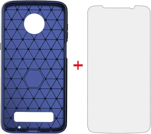 Vista 2 de Funda de teléfono para Motorola Moto Z3/Z3 Play con protector de pantalla de vidrio templado, accesorios para celda, delgada, resistente, cuerpo