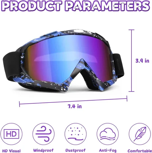 Vista 3 de Gafas para Dirt Bike, Paquete de 2 Gafas de Esquí y Gafas para ATV para Motocicleta, MX, Deportes de Motor - Hombres, Mujeres, Adultos, Jóvenes
