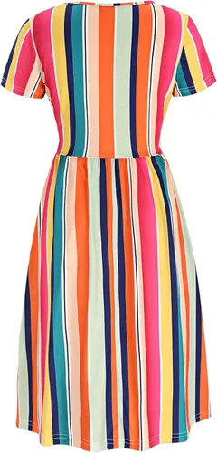 Vista 4 de OUGES - Vestido estilo patinadora, con botones, cuello en V y con bolsillos para mujer