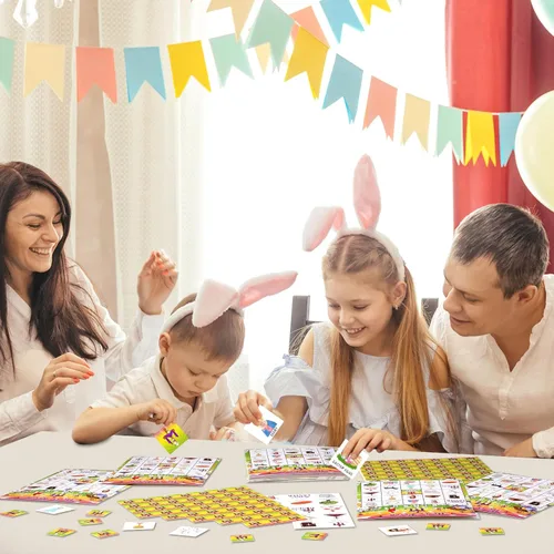 Vista 5 de Shappy Juego de 39 tarjetas de bingo de Pascua para niños y adultos, 28 jugadores, He is Risen, juego de fiesta, tarjetas de bingo bíblicas