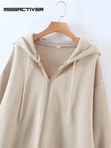 Vista 5 de MISSACTIVER Sudadera clásica con capucha y cordón para mujer, con cremallera, de gran tamaño, con bolsillos