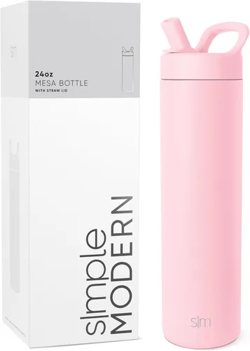 Vista 33 de Simple Modern Botella de agua con tapa de pajilla Termo de acero inoxidable aislado Botellas de agua reutilizables para viajes para gimnasio