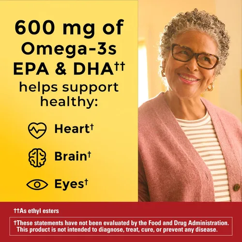 Vista 2 de Nature Made - Suplementos de Aceite de Pescado Omega 3 y Aceite de Algas, 1200 mg, Suplemento de Omega 3 para el Corazón, el Cerebro y los Ojos, Uno
