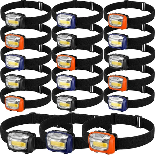Vista 10 de Macarrie Paquete de 18 unidades de linternas LED para la cabeza IPX4 impermeables con 3 modos, linternas brillantes para la cabeza, accesorios
