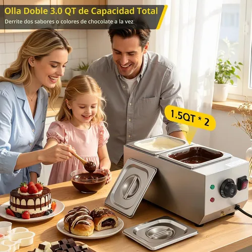 Vista 4 de Dyna-Living - Olla de chocolate para derretir 2 tanques de chocolate 1000W Chocolate Melter Pot for Melting Chocolate Candy, Electric Chocolate