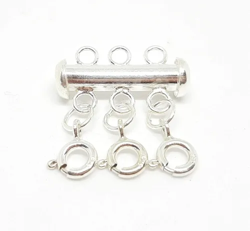 Vista 5 de Seashell Crafter - Collar en capas de plata de ley con cierre espaciador, desenreda y separa varios collares con cierre deslizante y cierre