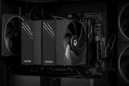 Vista 6 de ID-COOLING FROZN A620 Negro - Enfriador de aire para CPU de doble torre negro de 6.1" de altura, 6×Φ6mm tubos de calor, ventiladores FDB duales