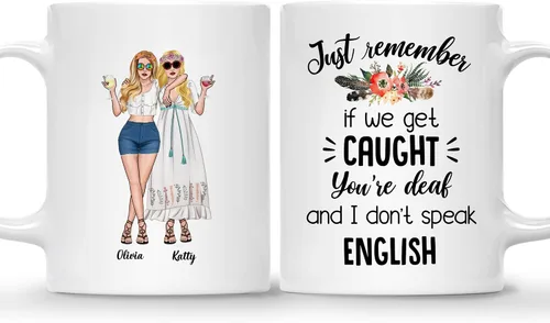 Vista 13 de Gossby Taza personalizada (2 mujeres) Besties Forever Best Friend Regalos de amistad para mujeres, niñas, hermana, taza de café