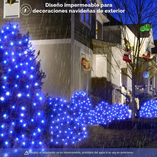 Vista 3 de WBao - Luces de Navidad, 200 LED de red de 8.4 x 5.2 pies, luz de malla para exteriores con 8 modos, temporizador, certificado UL, conectables
