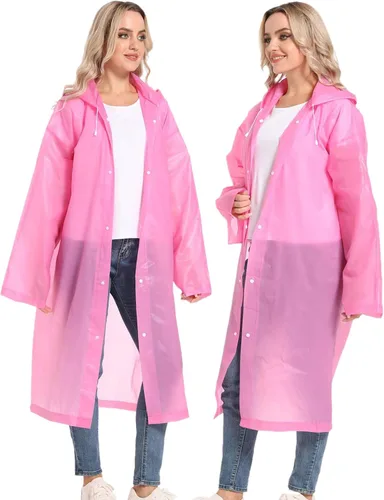 Vista 67 de 2 abrigos de lluvia de Borogo para adultos, chaquetas de lluvia reutilizables para hombres y mujeres