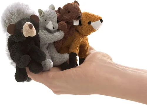 Vista 2 de Folkmanis Woodland Animal Finger Puppet Set, multicolor, 8" (2769)