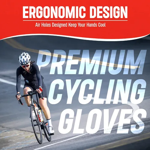 Vista 4 de RRAYS Guantes de ciclismo - Tela de licra transpirable - Guantes acolchados de medio dedo, guantes de bicicleta unisex, guantes de ciclismo