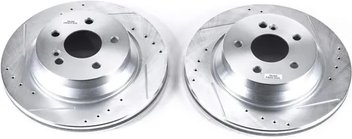 Vista 3 de Power Stop EBR686XPR Par de rotores perforados y ranurados traseros para CLS400, CLS, CLS550, E250, E350, E400, E500, E550, GLK250, GLK350