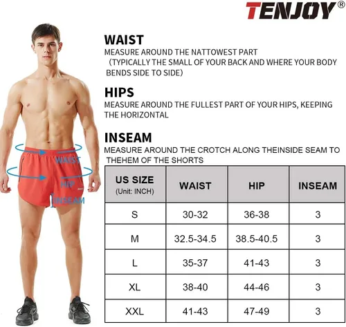 Vista 5 de TENJOY Pantalones cortos de correr para hombre, pantalones cortos de entrenamiento atlético para hombre, pantalones cortos deportivos de 3 pulgadas