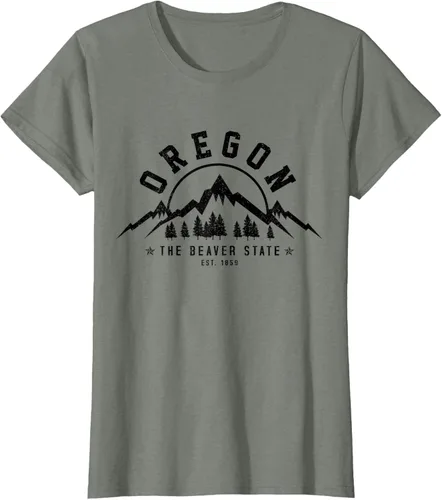 Vista 10 de Oregon The Beaver State Est. 1859 Vintage Mountains - Camiseta de regalo, gris, S