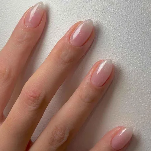 Vista 2 de Foccna Uñas postizas a presión medianas, uñas postizas de color rosa, uñas postizas cortas acrílicas de almendra, uñas artificiales para mujeres