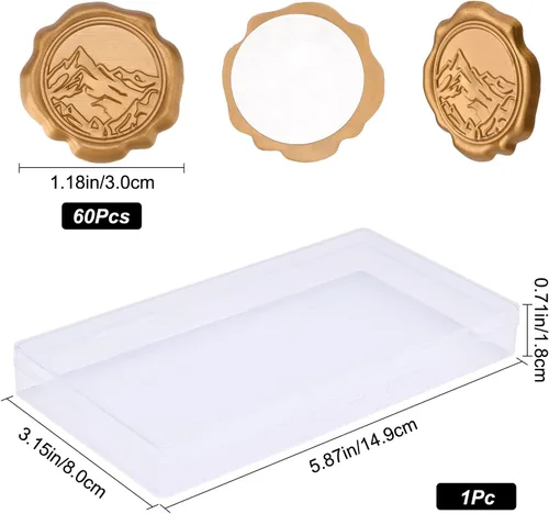 Vista 2 de CRASPIRE 60 calcomanías adhesivas de cera para sellar – Sello de montaña autoadhesivo dorado vintage calcomanías para sobres para tarjetas