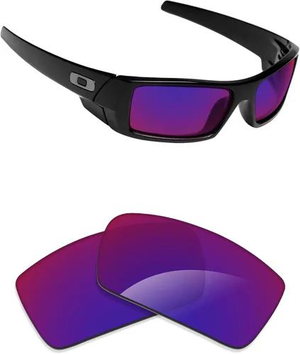 Vista 28 de Alphax Polarized Replacement Lenses for Oakley Gascan OO9014 60mm Sunglasses Glare Reduction Precision Cutting Espejo de oro de 24 quilates