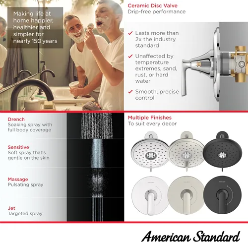 Vista 3 de American Standard TU061507.243 Kit de molduras de ducha aspiraciones, 1.8 GPM, negro mate